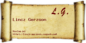Lincz Gerzson névjegykártya